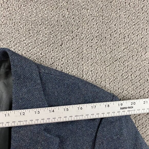 Lands' End Lambs Wool Herringbone Tweed Blazer Sport Coat Men's 40R Blue Gray - Picture 11 of 15
